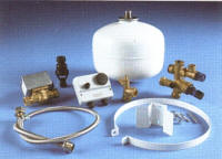 Fittings kit supplied with the Stainless Lite unvented hot water cylinder
