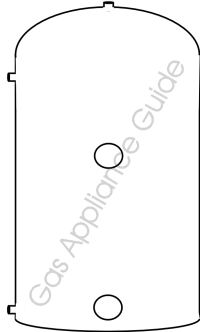 Economy 7 Direct hot water cylinder showing upper and lower immersion heater positions