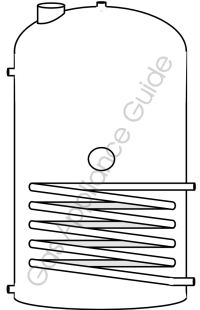 A vented 'gravity' cylinder has a larger bore boiler coil for unpumped heat source flow