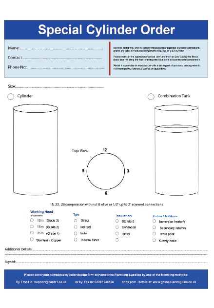 Design your own hot water cylinder using our online form